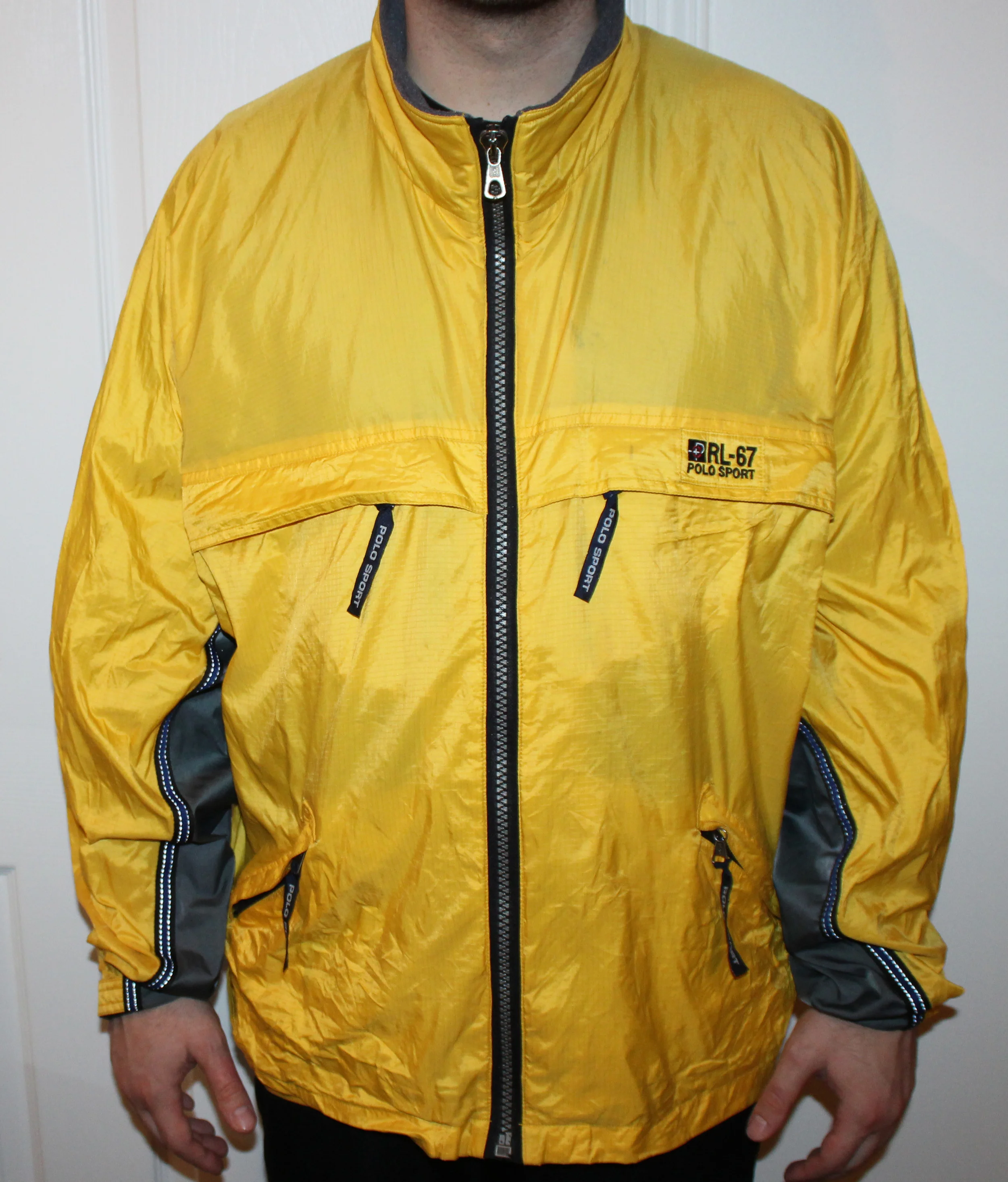 Vintage Polo Sport RL-67 Yellow / Grey / 3M Windbreaker (Size XXL